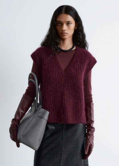 Knitted Mohair-Blend V-Neck Vest