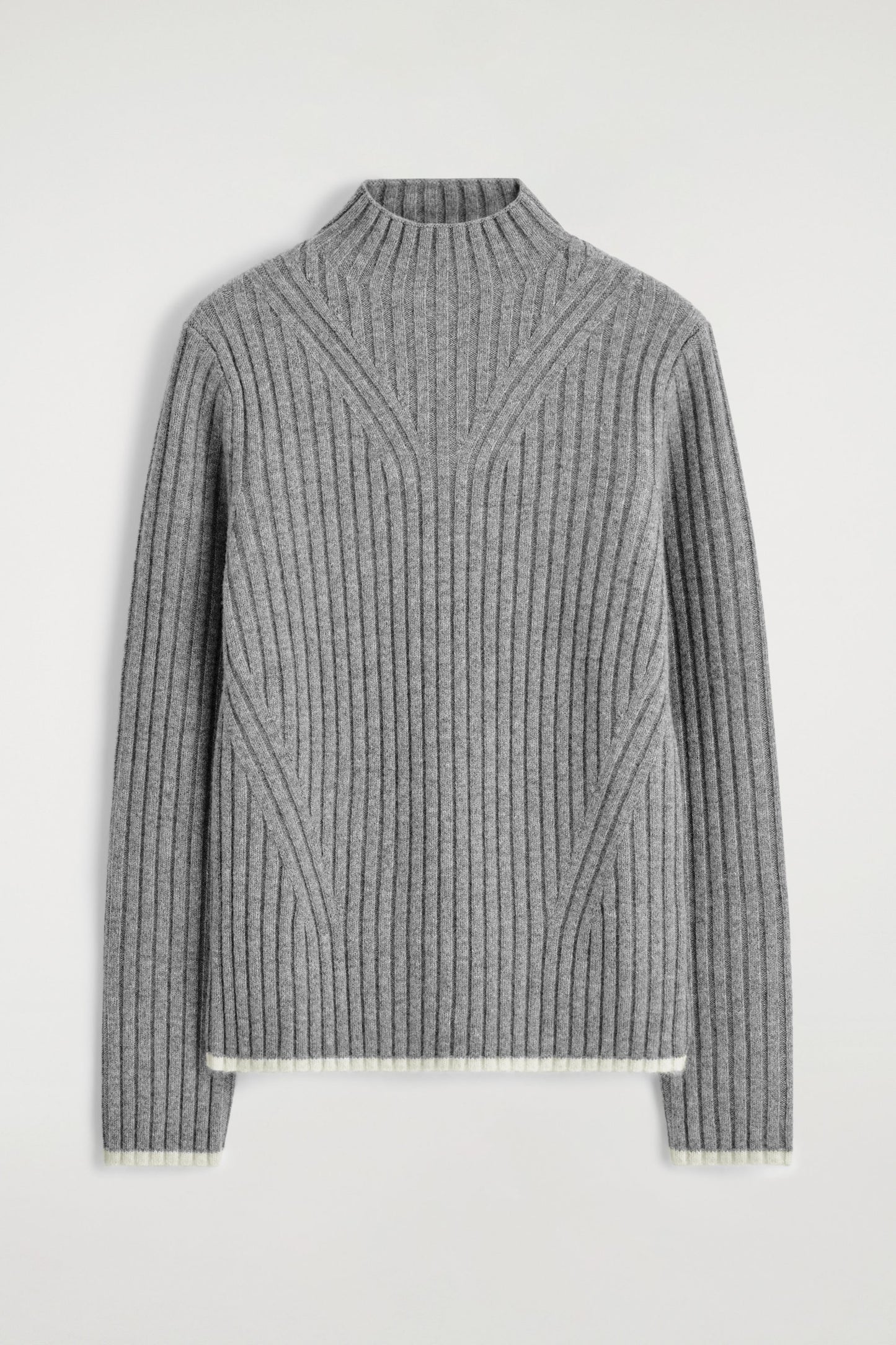 Ribbed Wool Funnel-Neck Jumper