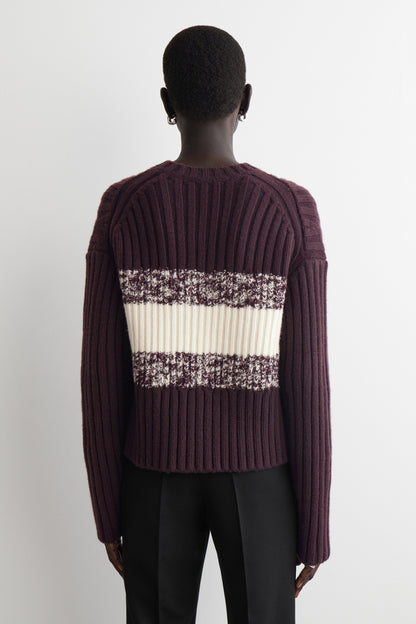 Textured merino wool v-neck jumper