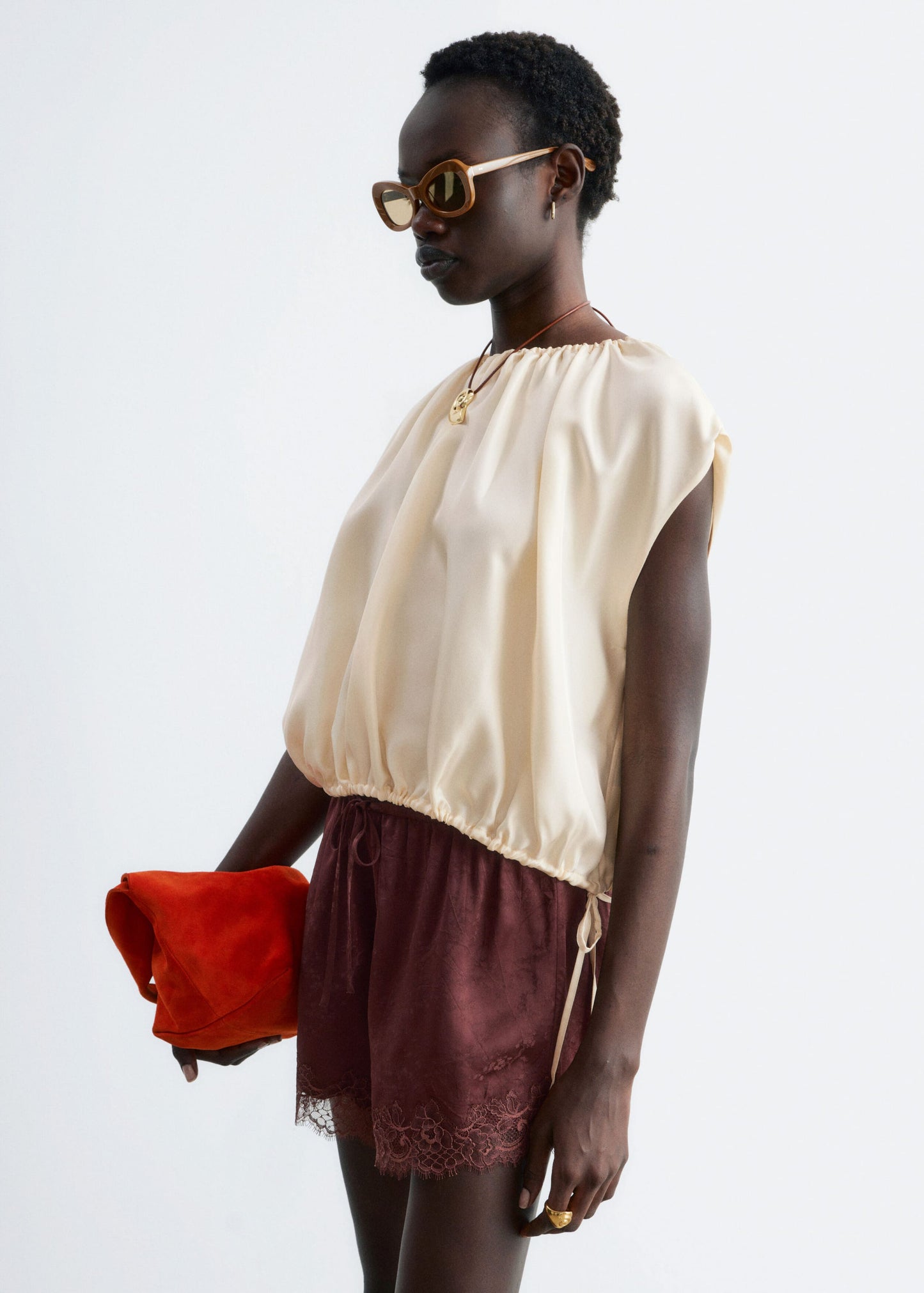 Drawstring Silk Top