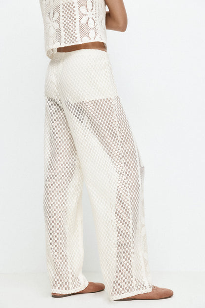 Lace jersey trousers