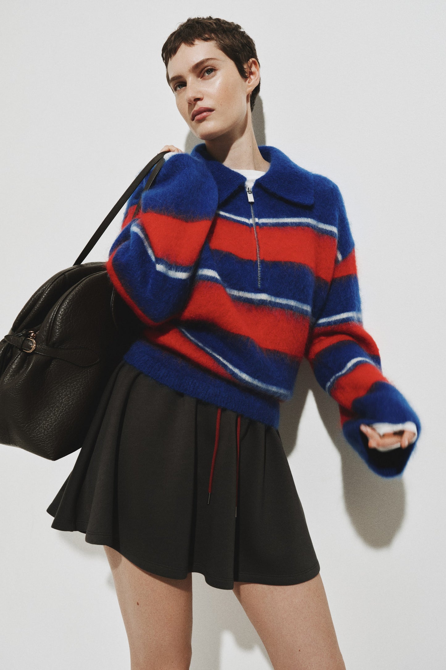 Mohair-blend zip-top jumper