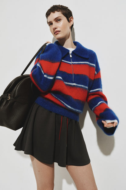 Mohair-blend zip-top jumper