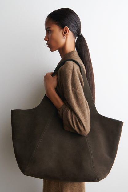Sculpted suede tote bag