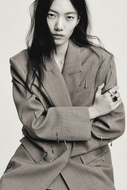 Bead-embellished blazer