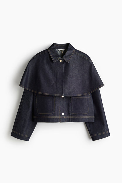 Cape-detail denim jacket