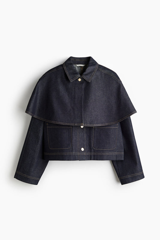 Cape-detail denim jacket
