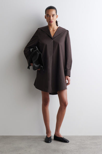 Sailor-Collar Cotton Mini Dress