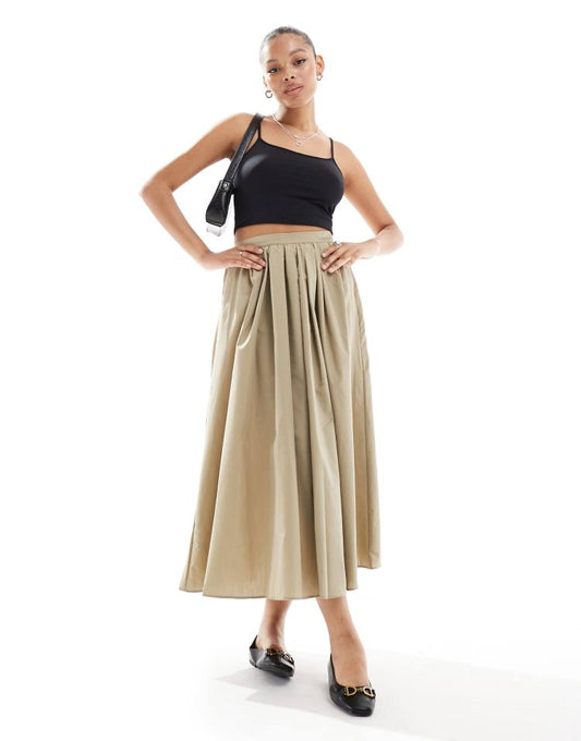 A-line skirt in light khaki