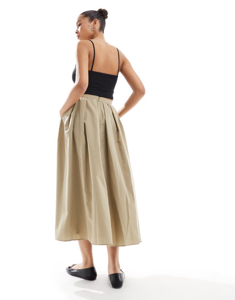 A-line skirt in light khaki