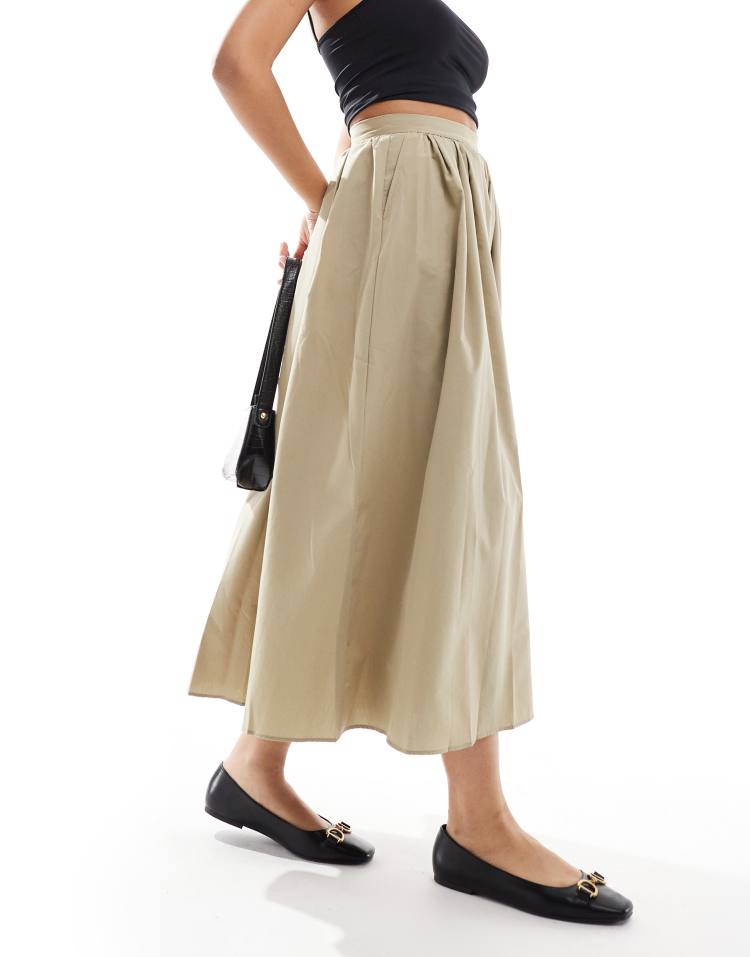 A-line skirt in light khaki