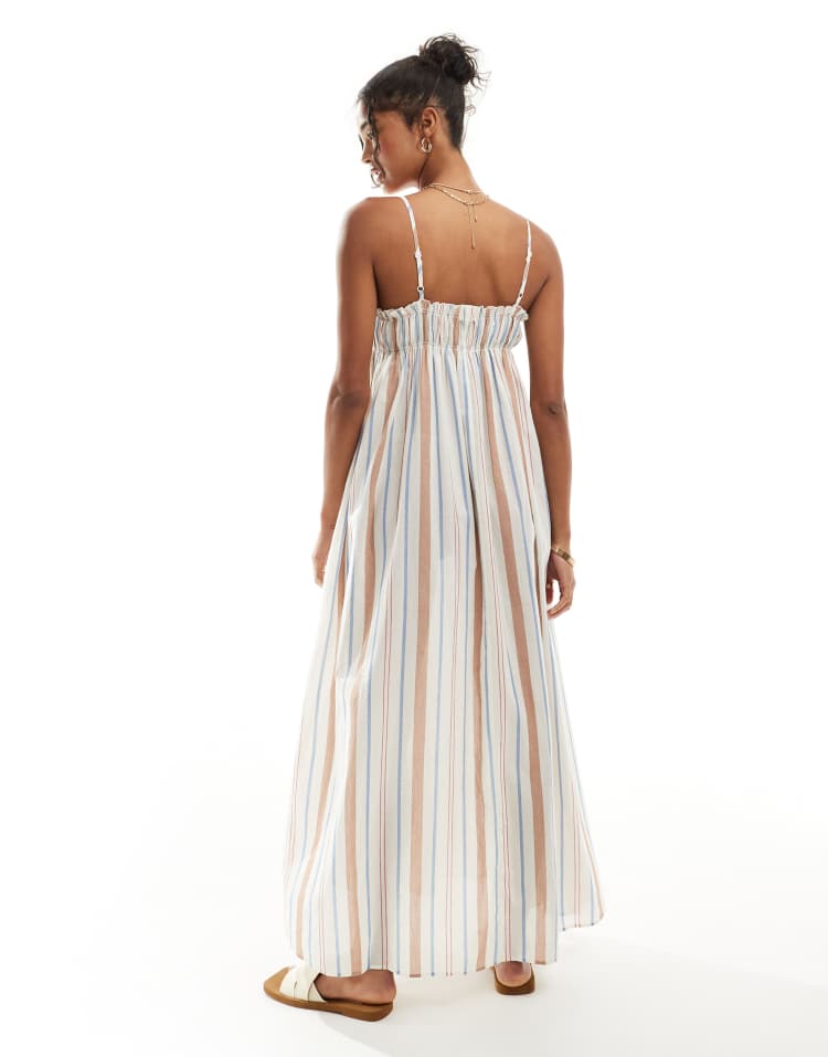 Trapeze beach dress in multi stripe