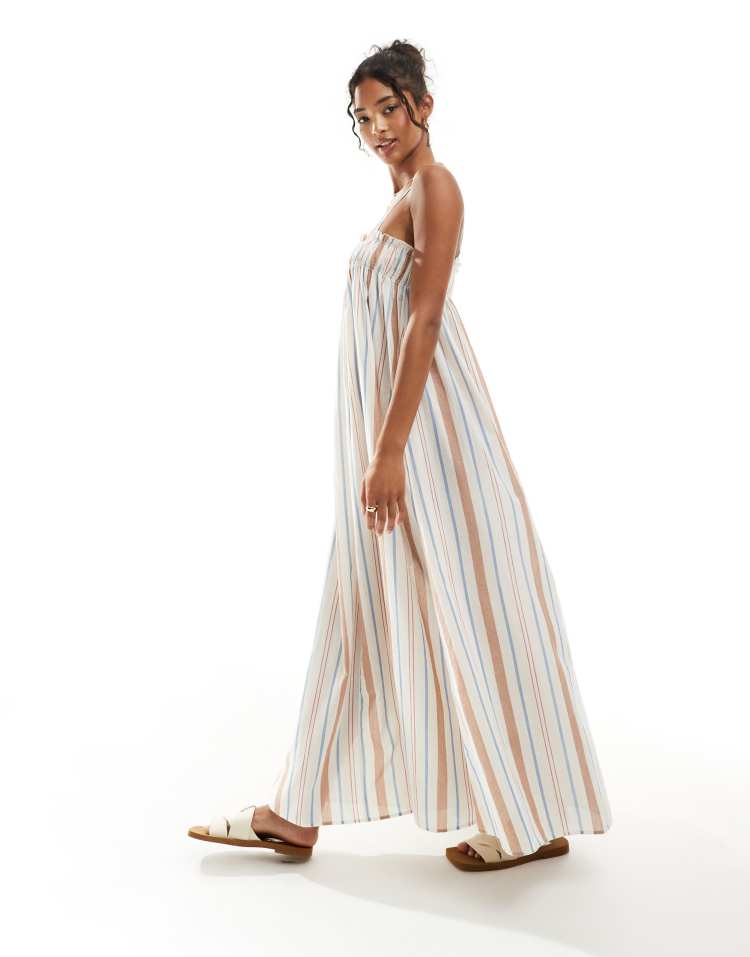 Trapeze beach dress in multi stripe