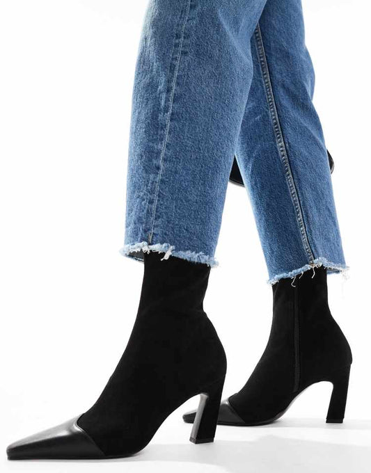 Rosie mid-heel sock boot in black