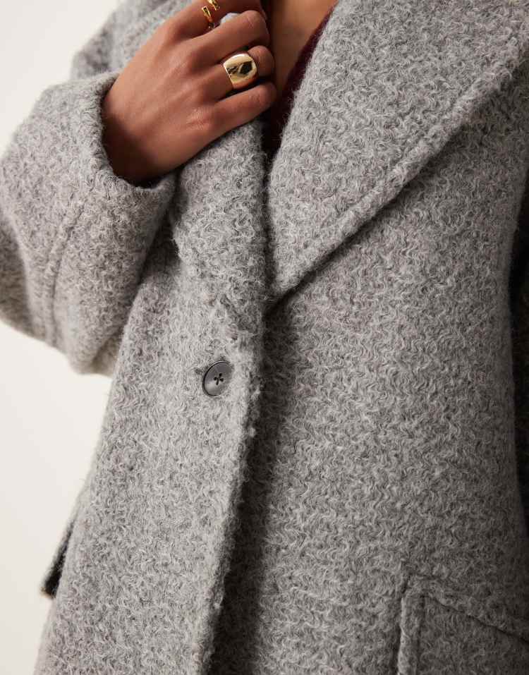 Chuck on cosy boucle coat in grey