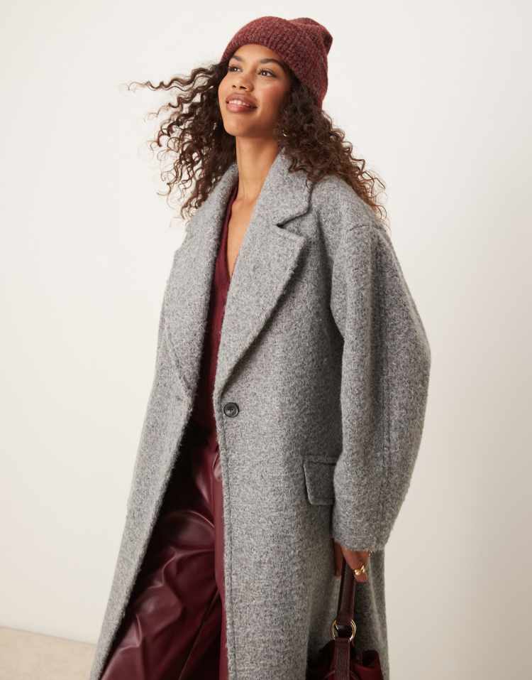 Chuck on cosy boucle coat in grey