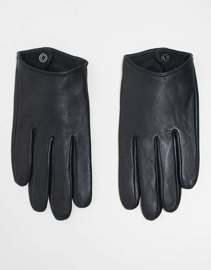 Leather touch screen gloves in black