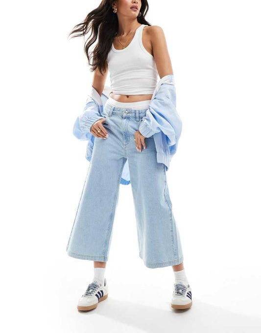 Oversized jort trousers in bleach wash