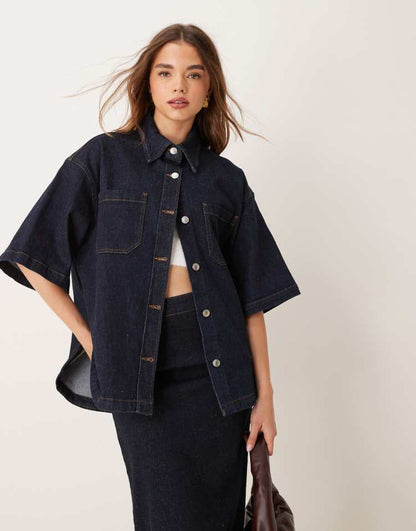 Denim boxy shirt in indigo