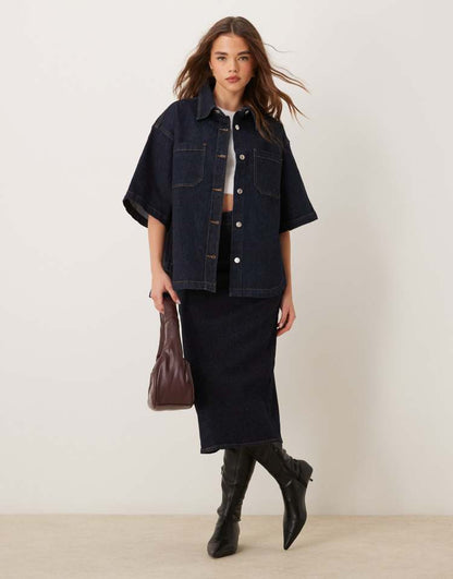 Denim boxy shirt in indigo