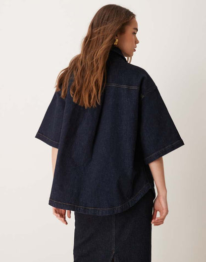 Denim boxy shirt in indigo