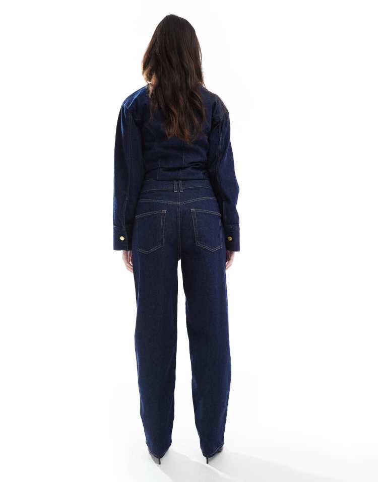 Barrel leg jeans in rinse co-ord