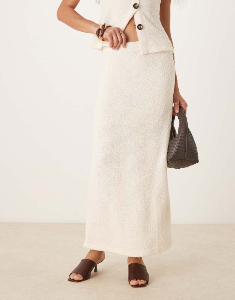 Fluffy co-ord maxi skirt in cream