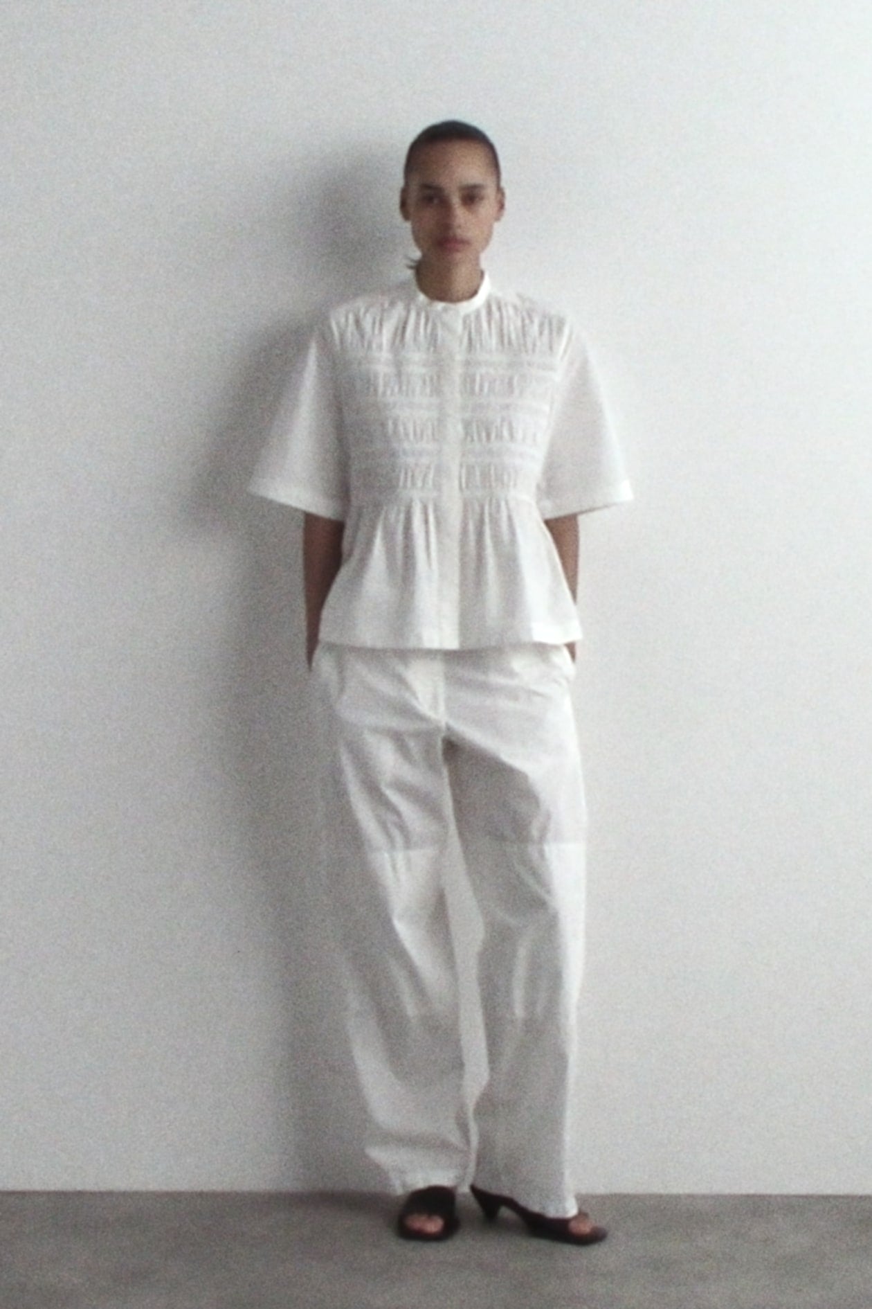 Ruched Cotton Blouse