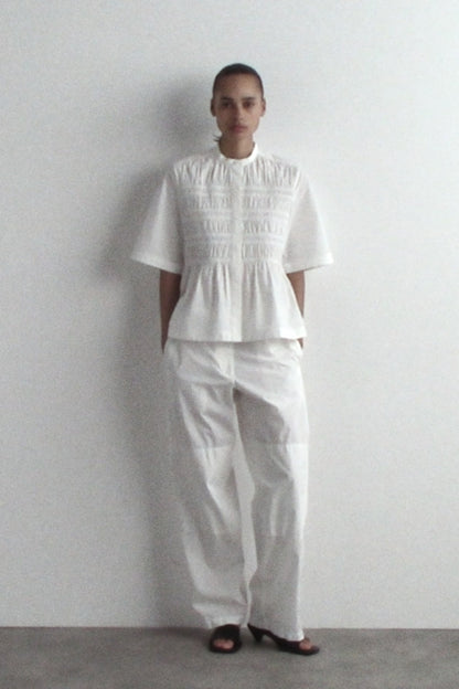 Ruched Cotton Blouse