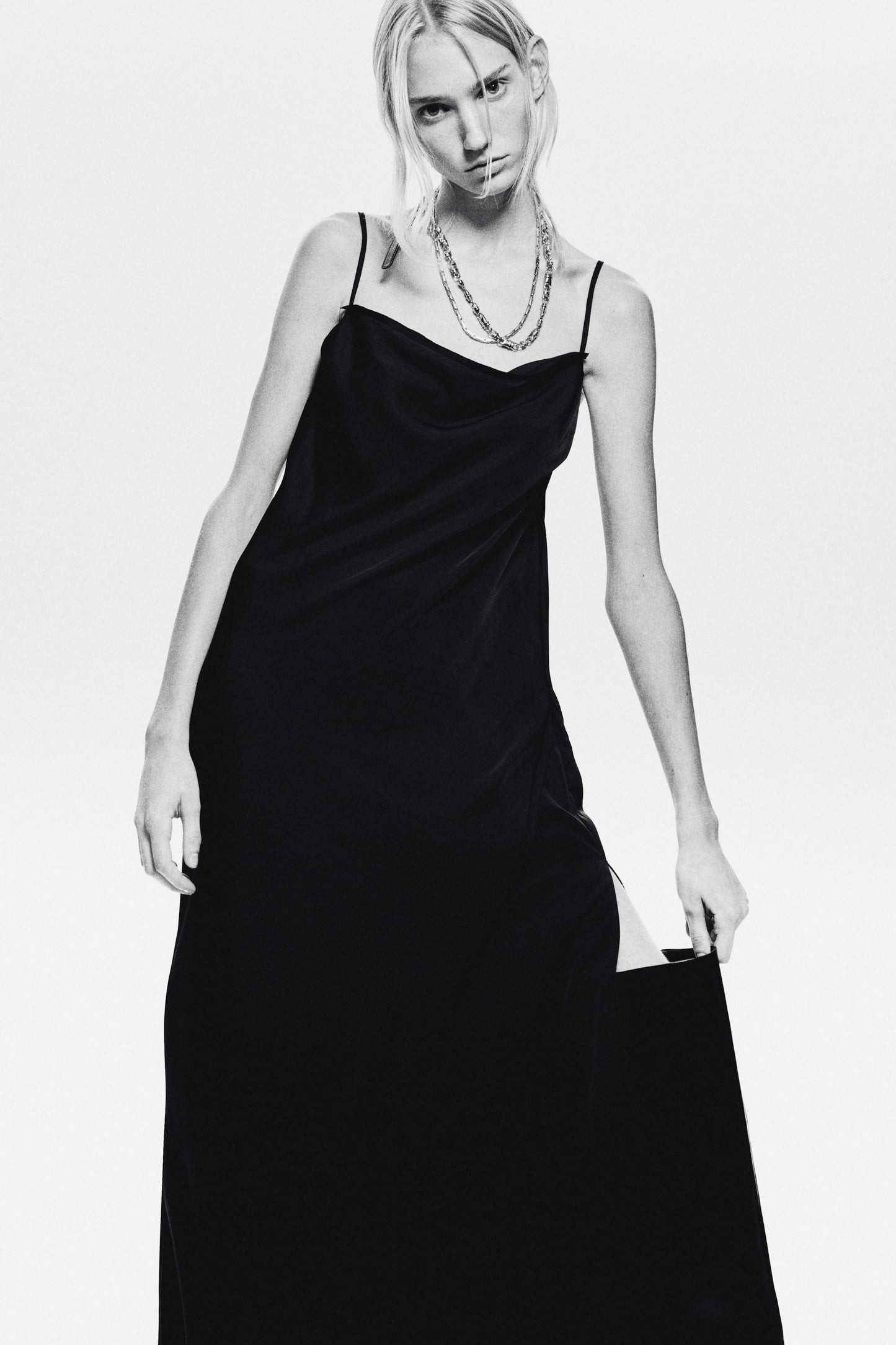 Belt-detail strappy dress