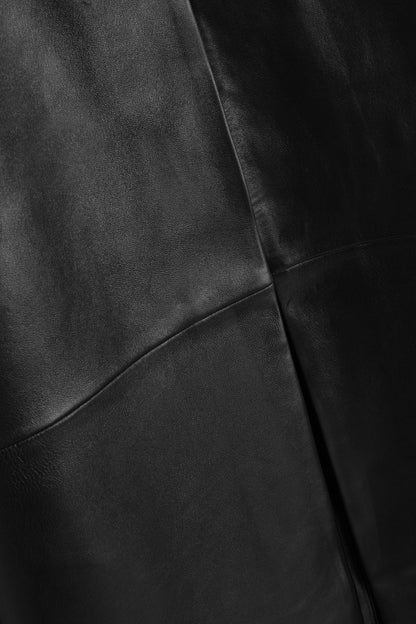 Panelled Leather Long Coat