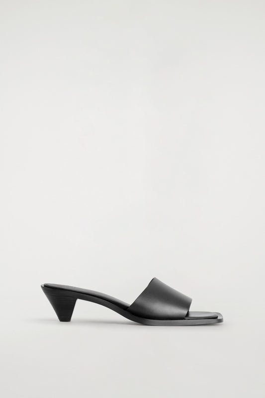 Leather Kitten-Heel Mules