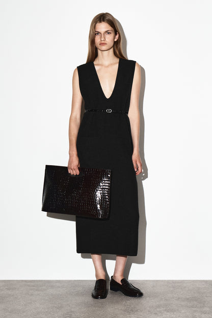Folio Croc-Effect Leather Oversized Bag