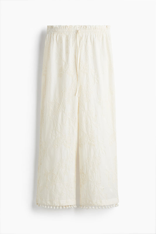 Embroidered drawstring trousers