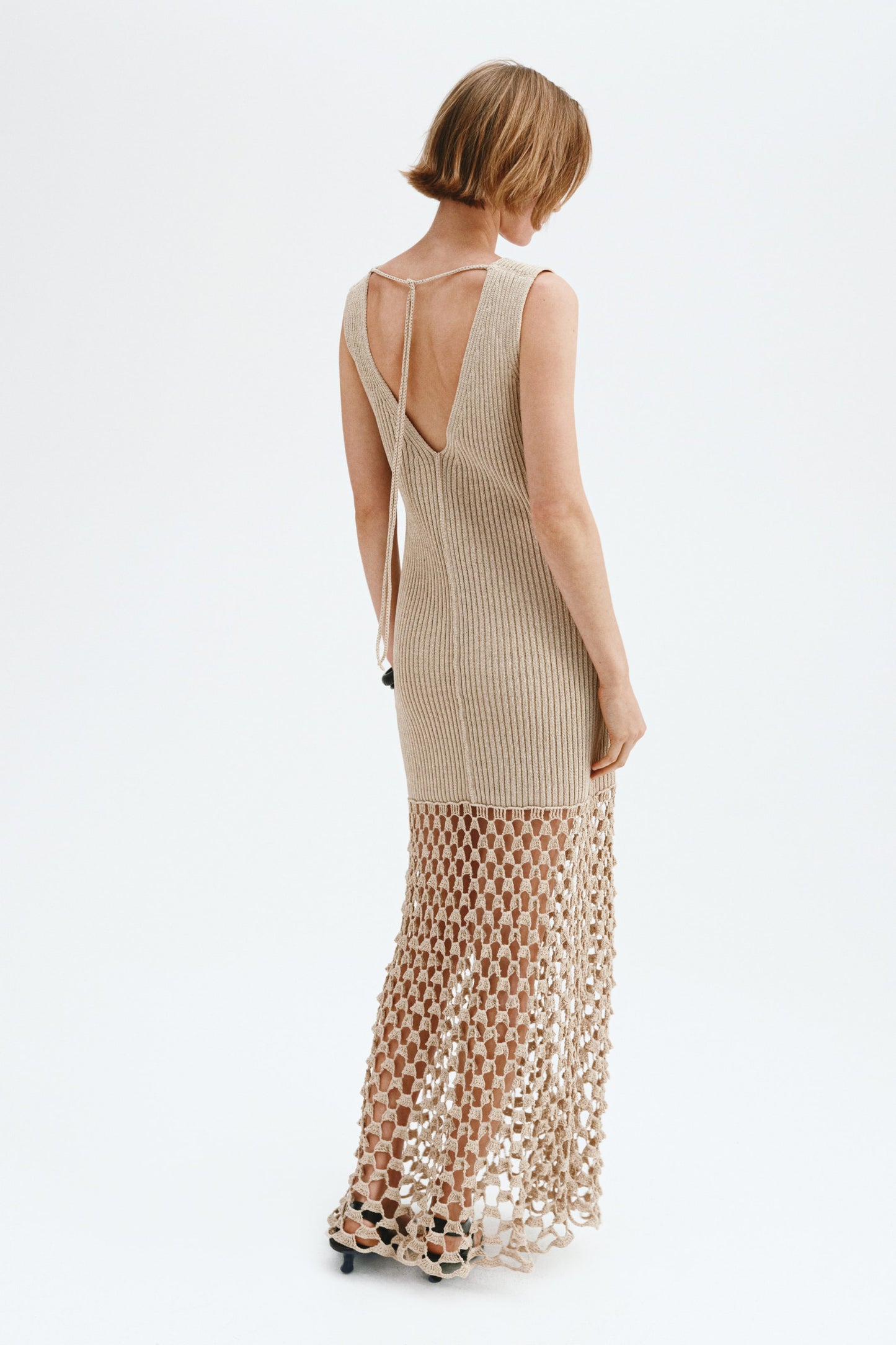Rib-knit tie-back dress