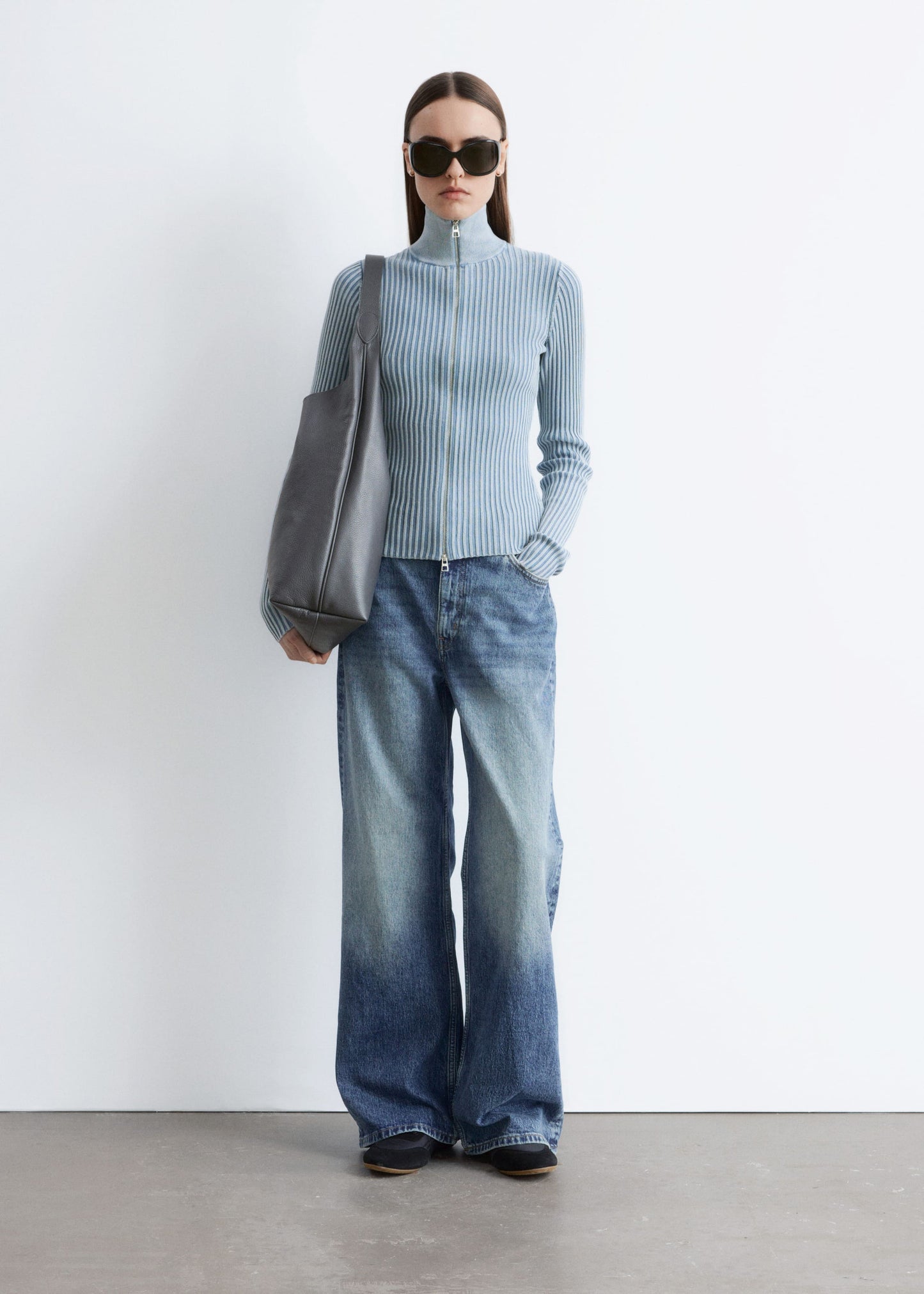Zip-Up Turtleneck Cardigan