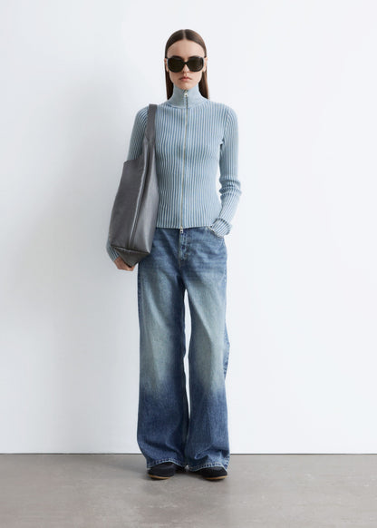 Zip-Up Turtleneck Cardigan