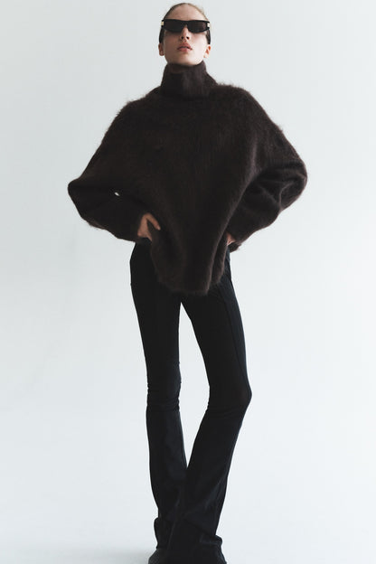 High-collar mohair-blend jumper