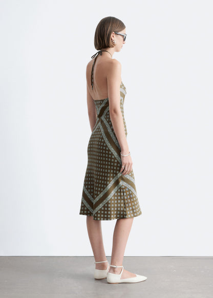 Silk Halterneck Midi Dress