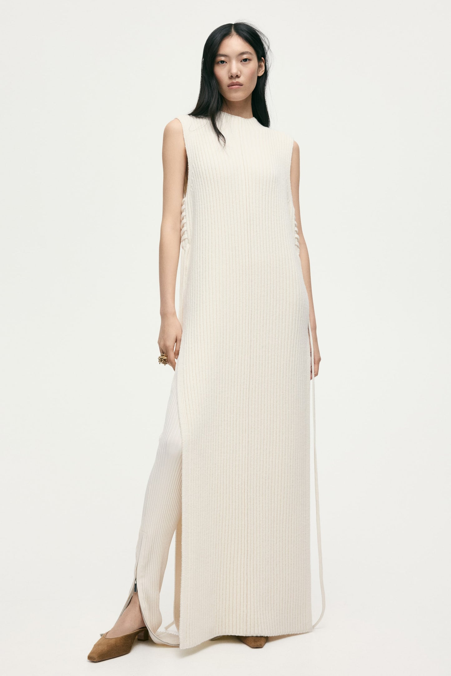 Rib-knit wool sweater vest