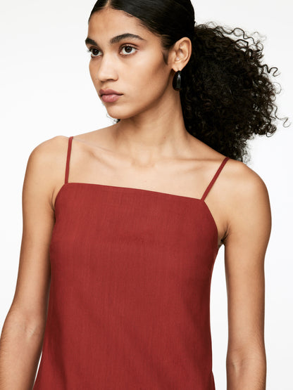 Linen-Blend Strap Dress