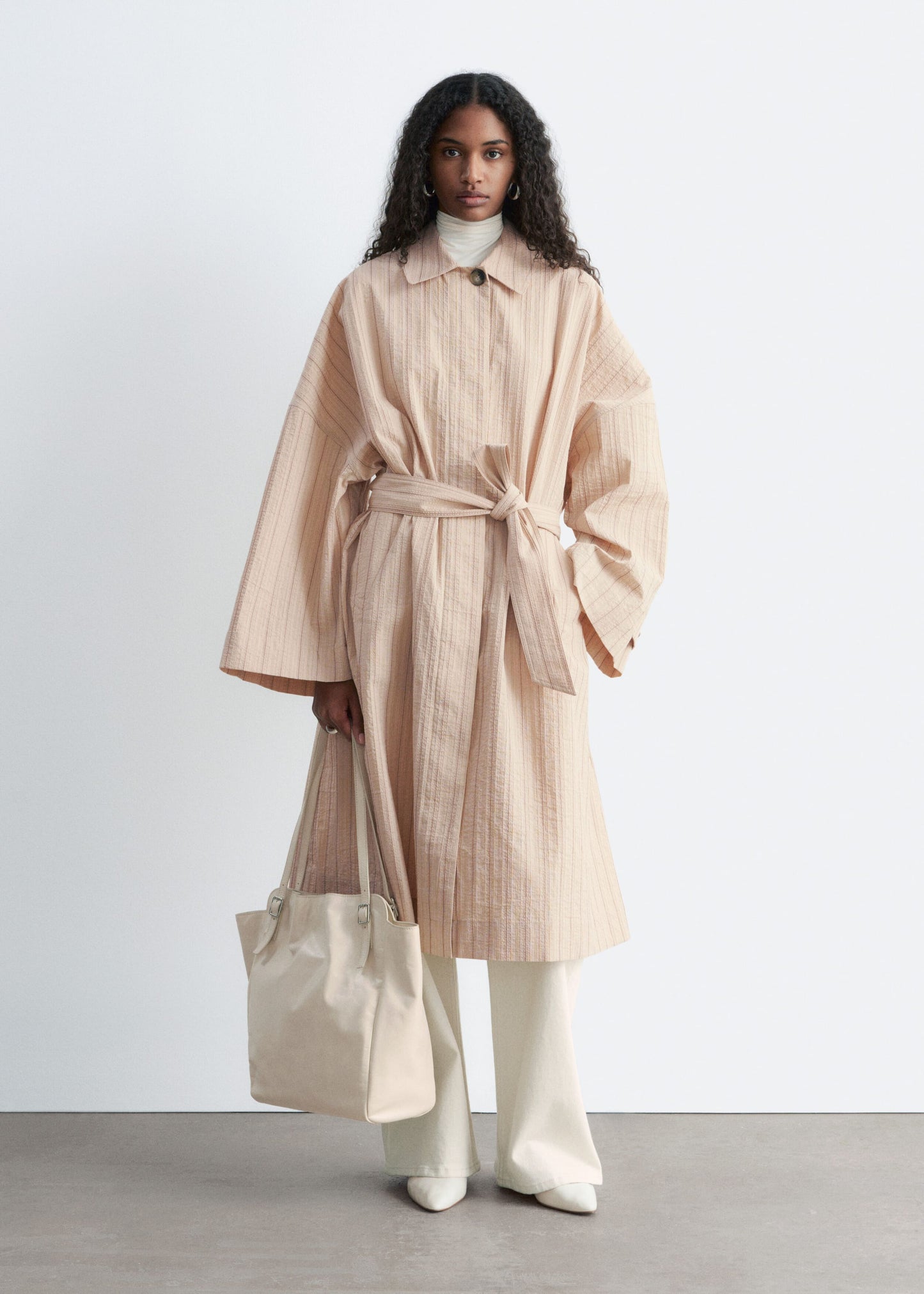 Oversized Pinstripe Trench Coat