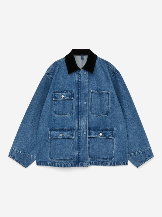 Cord-Collar Denim Jacket