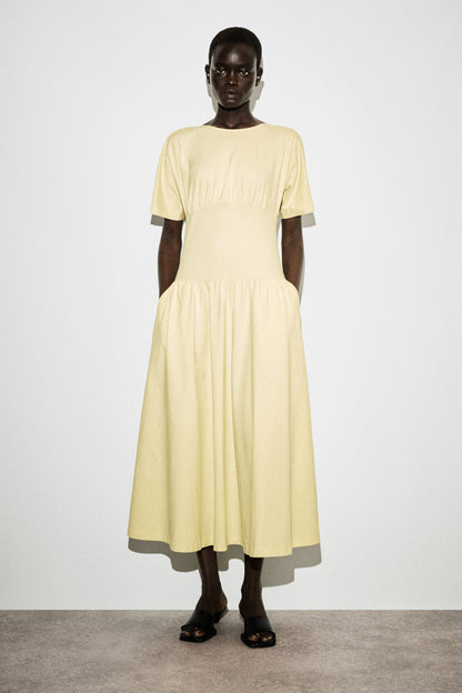 Waisted Cotton Midi Dress