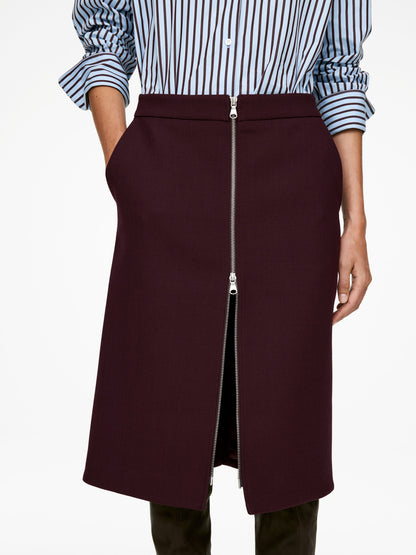 Wool-Blend Zip Skirt
