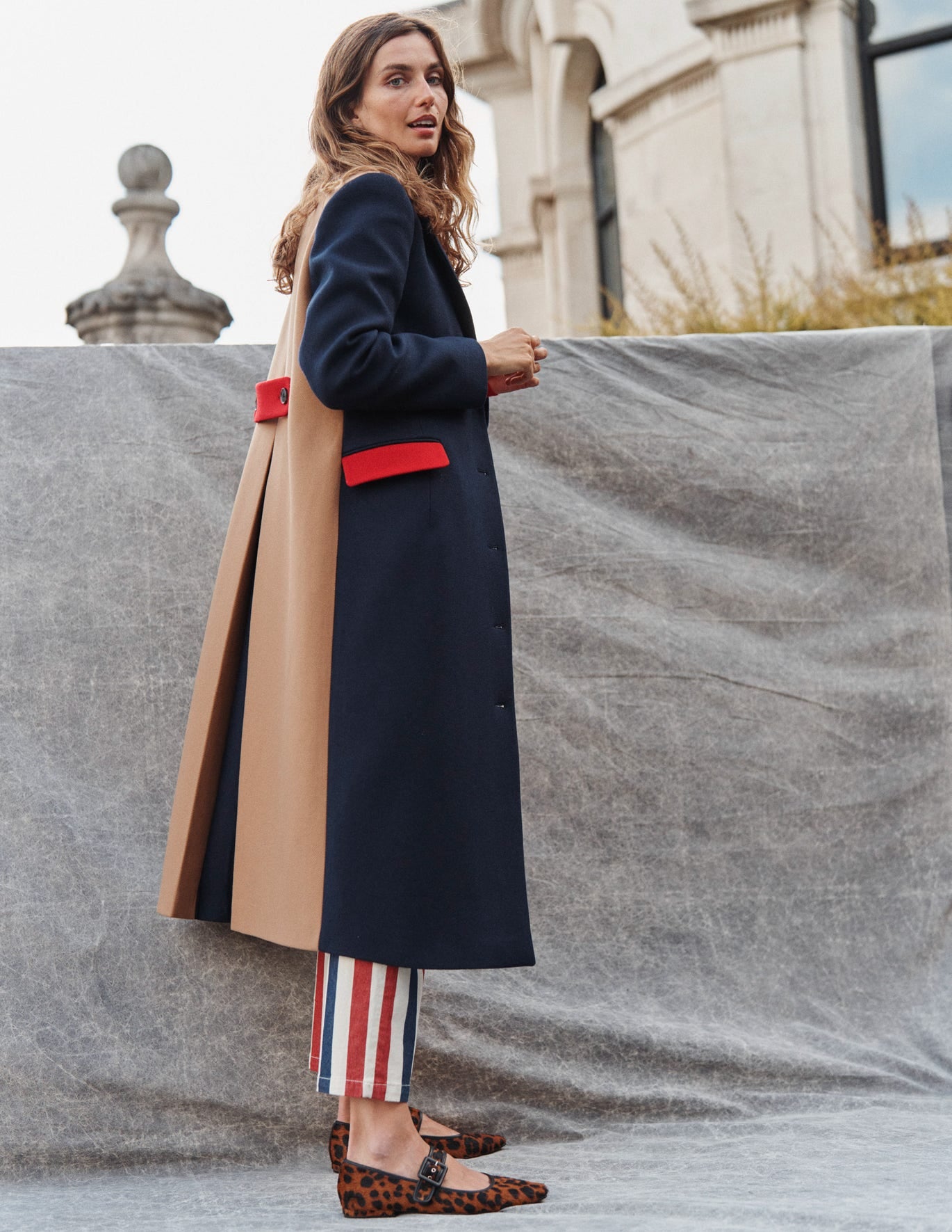 Colourblock Midi Coat