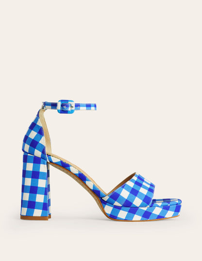 Heeled checked platform sandals