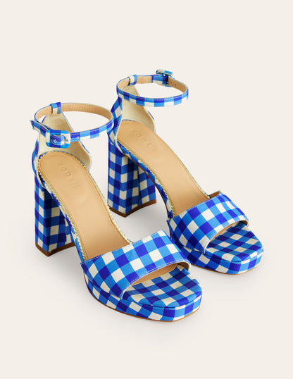 Heeled checked platform sandals