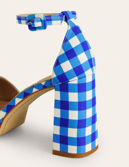 Heeled checked platform sandals