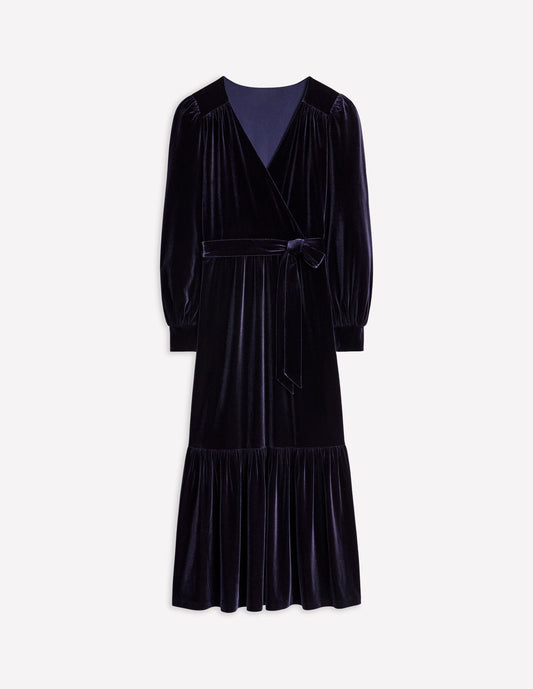 Ophelia Velvet Midi Wrap Dress